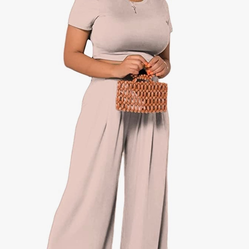 Wide leg pants and crop top set